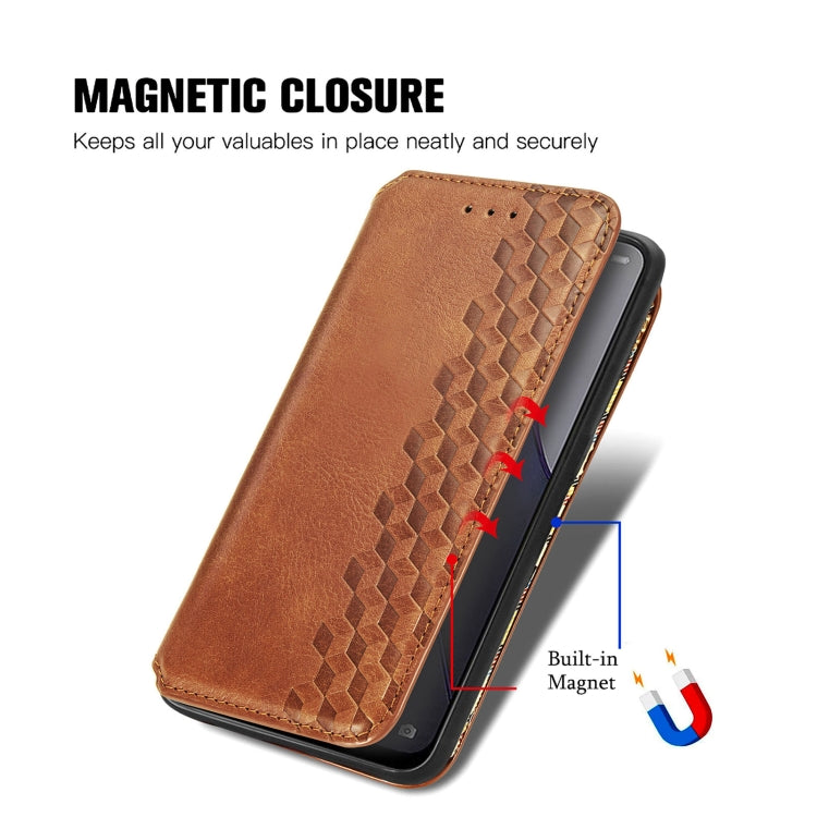 For OPPO Reno8 Cubic Grid Pressed Magnetic Leather Phone Case