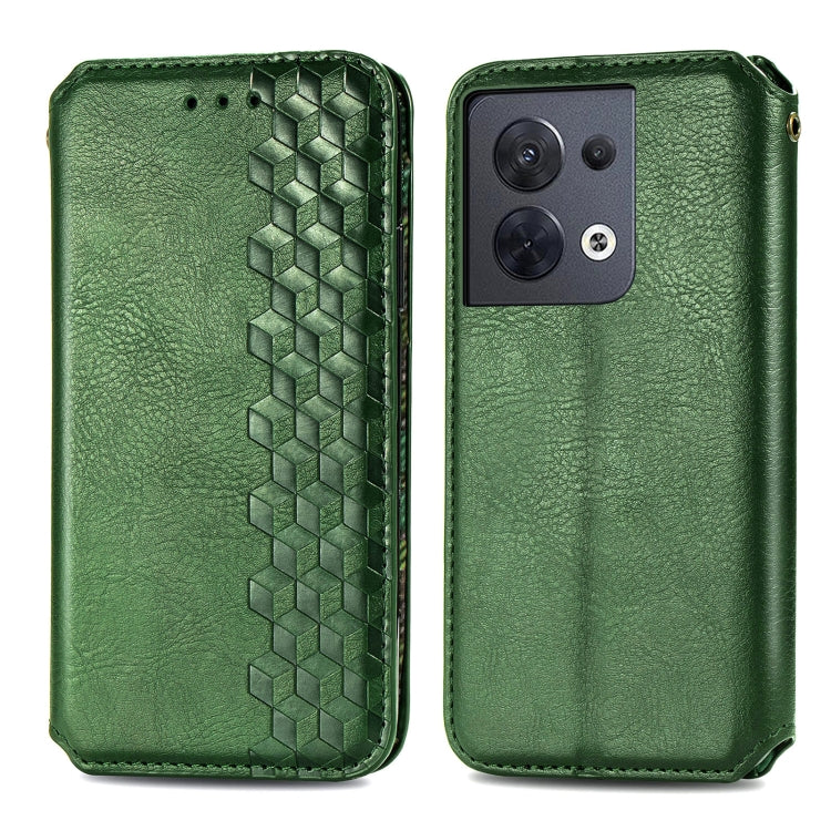 For OPPO Reno8 Cubic Grid Pressed Magnetic Leather Phone Case