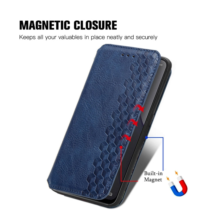 For OPPO Reno8 Cubic Grid Pressed Magnetic Leather Phone Case