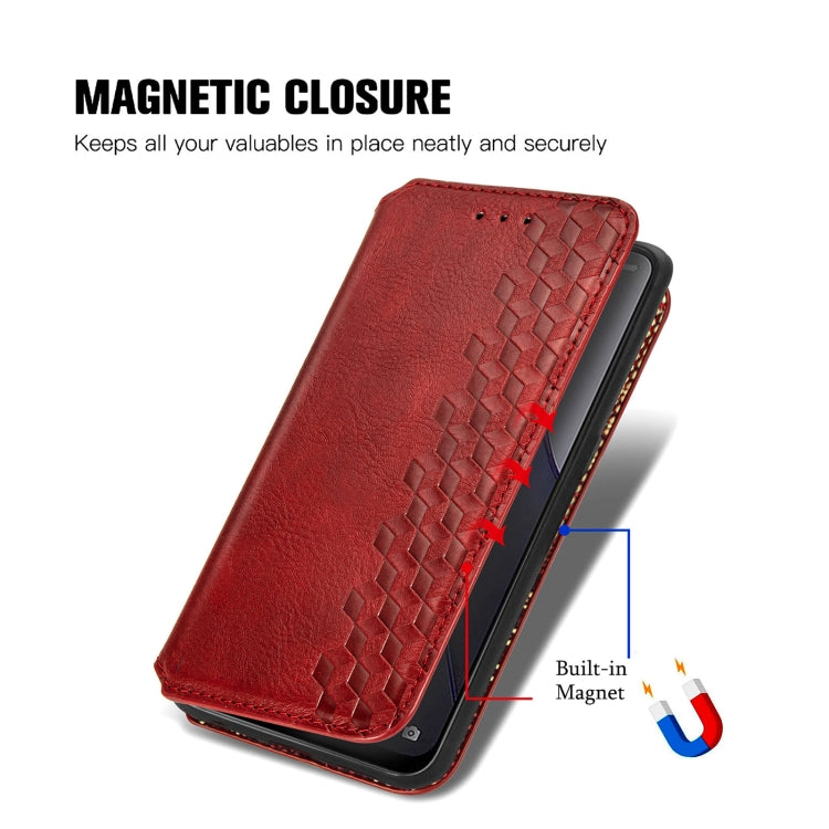 For OPPO Reno8 Cubic Grid Pressed Magnetic Leather Phone Case