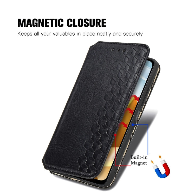 For Xiaomi Poco M5 Cubic Grid Pressed Magnetic Leather Phone Case