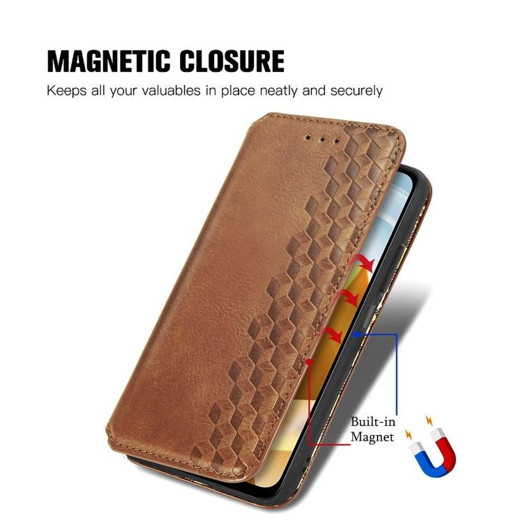 For Xiaomi Poco M5 Cubic Grid Pressed Magnetic Leather Phone Case