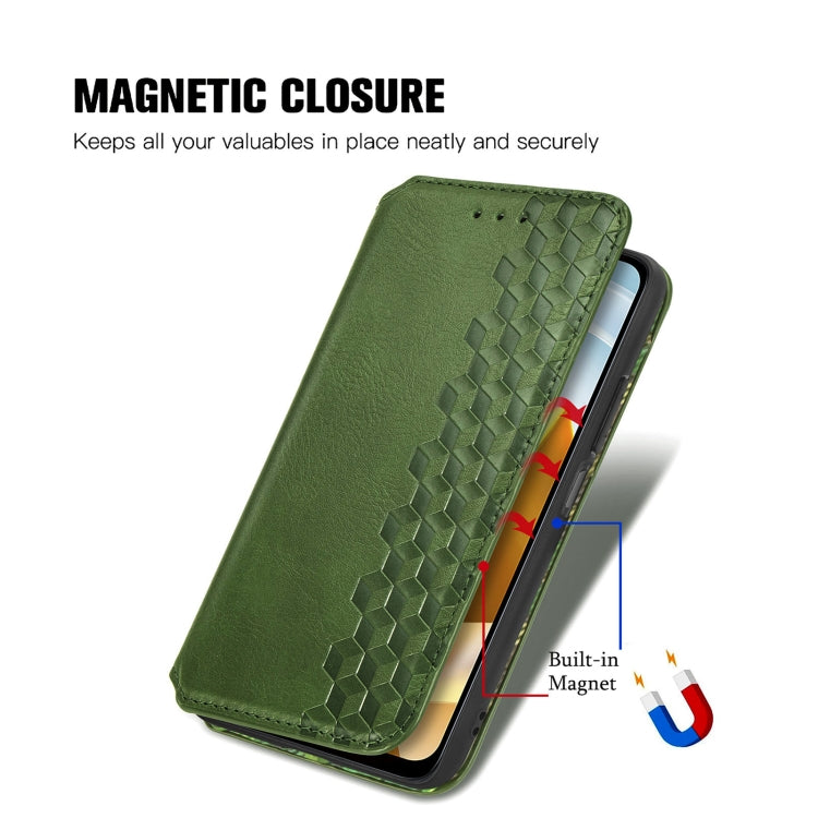 For Xiaomi Poco M5 Cubic Grid Pressed Magnetic Leather Phone Case