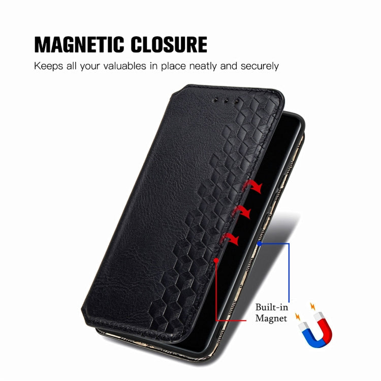 For Xiaomi 12S Ultra Cubic Grid Pressed Magnetic Leather Phone Case