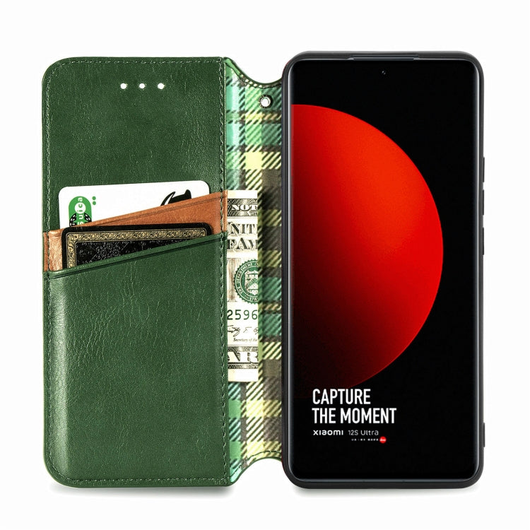 For Xiaomi 12S Ultra Cubic Grid Pressed Magnetic Leather Phone Case