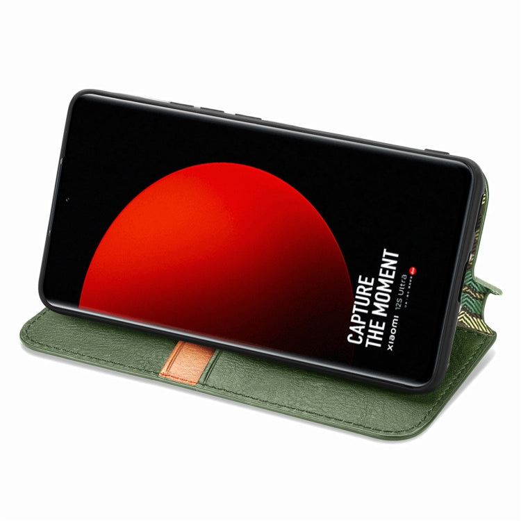 For Xiaomi 12S Ultra Cubic Grid Pressed Magnetic Leather Phone Case