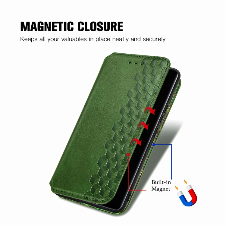 For Xiaomi 12S Ultra Cubic Grid Pressed Magnetic Leather Phone Case