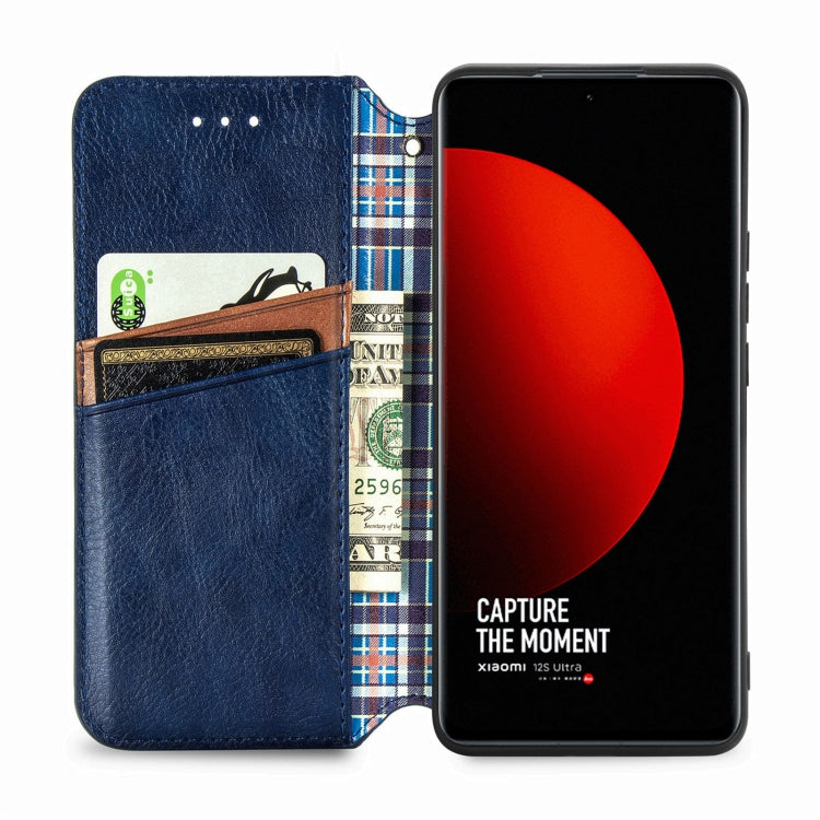 For Xiaomi 12S Ultra Cubic Grid Pressed Magnetic Leather Phone Case