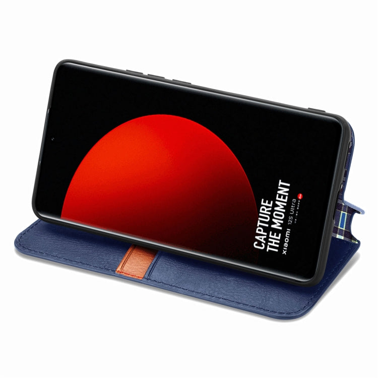 For Xiaomi 12S Ultra Cubic Grid Pressed Magnetic Leather Phone Case