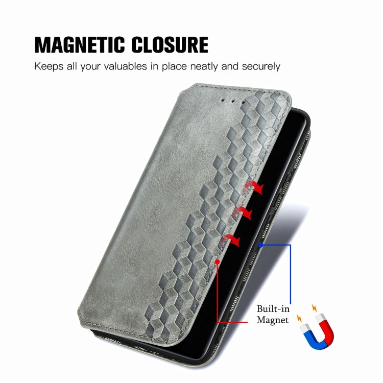 For Xiaomi 12S Ultra Cubic Grid Pressed Magnetic Leather Phone Case