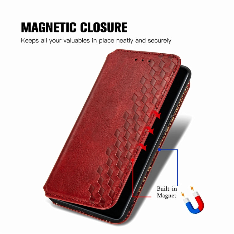 For Xiaomi 12S Ultra Cubic Grid Pressed Magnetic Leather Phone Case