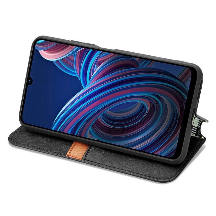 For ZTE Blade A72 4G Cubic Grid Pressed Magnetic Leather Phone Case