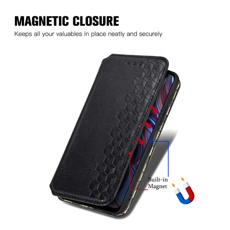 For ZTE Blade A72 4G Cubic Grid Pressed Magnetic Leather Phone Case