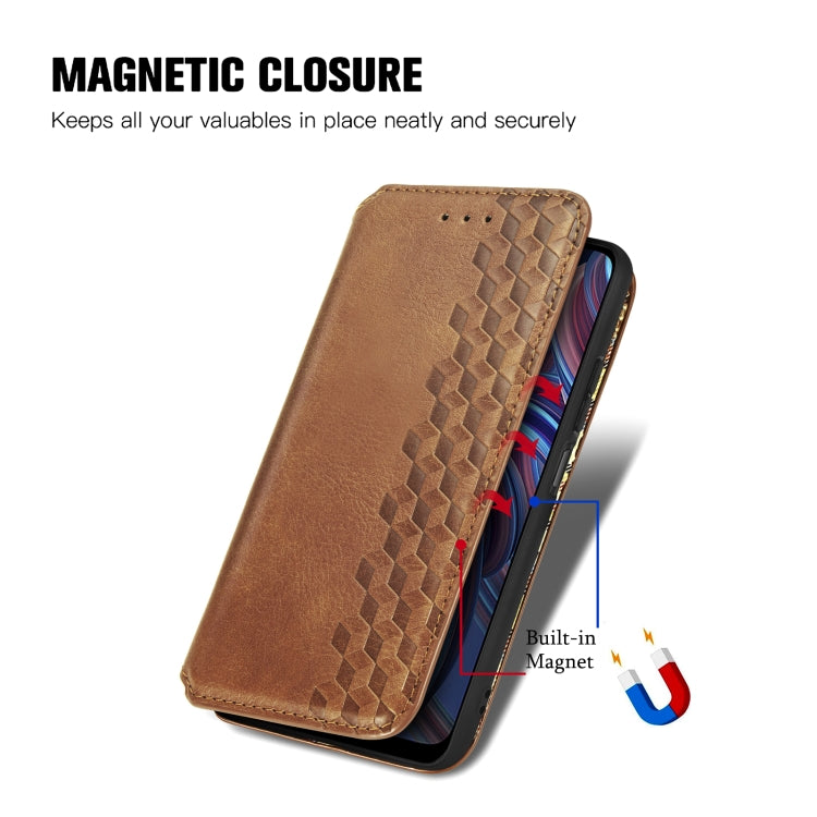 For ZTE Blade A72 4G Cubic Grid Pressed Magnetic Leather Phone Case