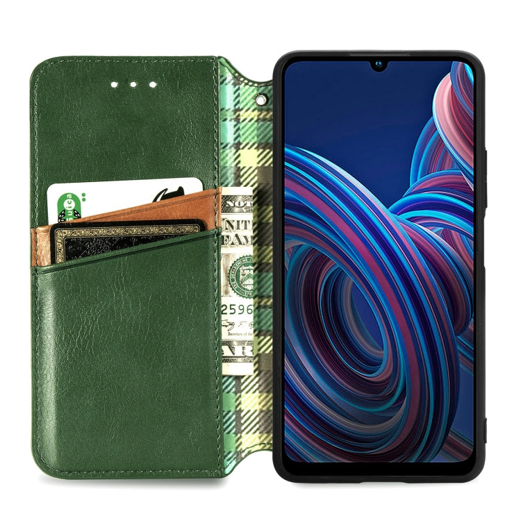 For ZTE Blade A72 4G Cubic Grid Pressed Magnetic Leather Phone Case