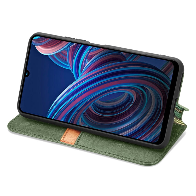 For ZTE Blade A72 4G Cubic Grid Pressed Magnetic Leather Phone Case