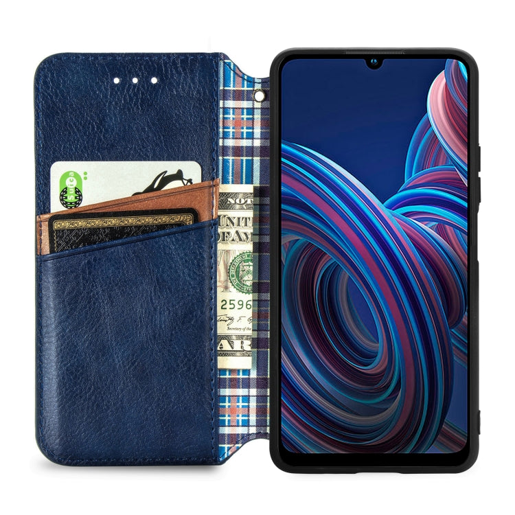 For ZTE Blade A72 4G Cubic Grid Pressed Magnetic Leather Phone Case