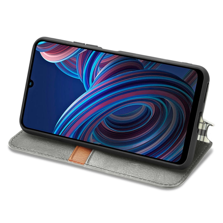 For ZTE Blade A72 4G Cubic Grid Pressed Magnetic Leather Phone Case