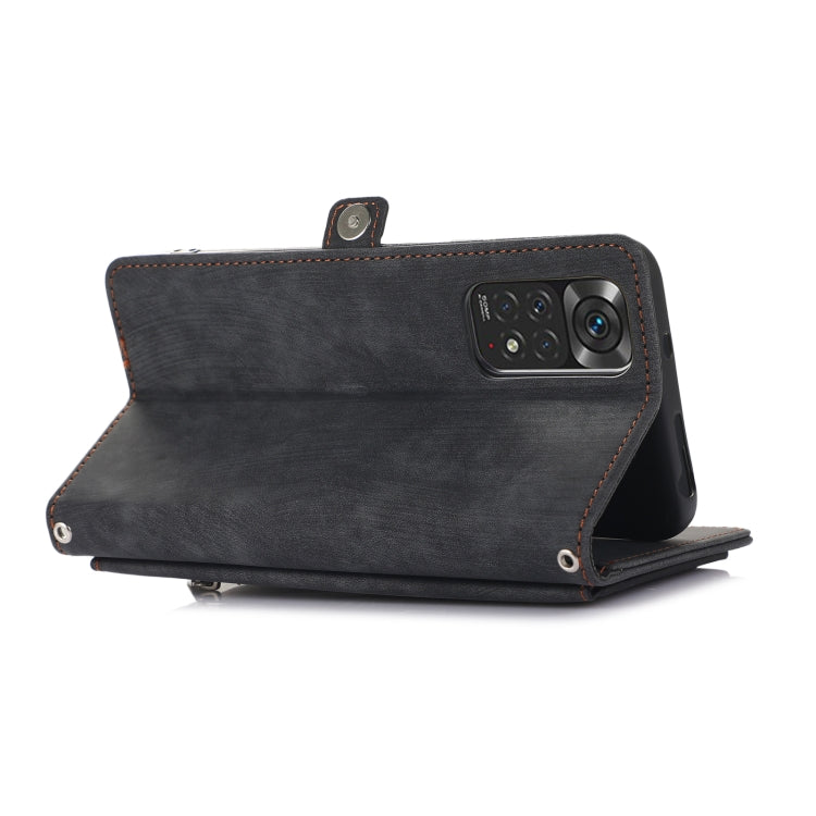 For Xiaomi Redmi Note 11 4G Global Zipper Card Slot Buckle Wallet Leather Phone Case