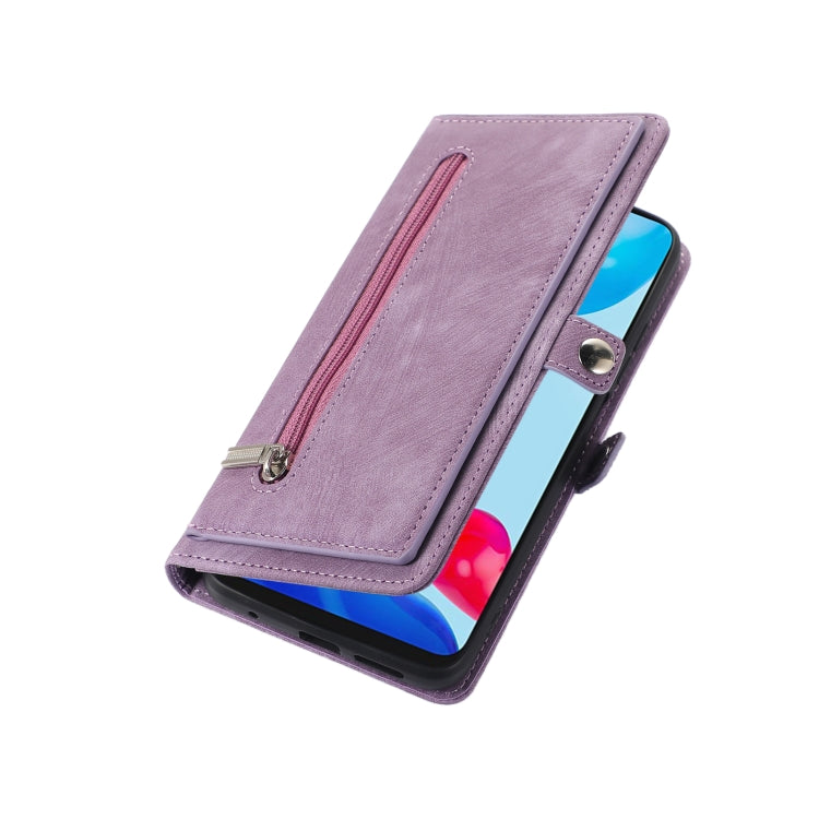 For Xiaomi Redmi Note 11 4G Global Zipper Card Slot Buckle Wallet Leather Phone Case