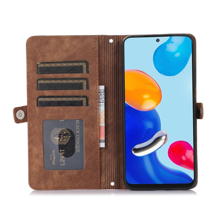 For Xiaomi Redmi Note 11 4G Global Zipper Card Slot Buckle Wallet Leather Phone Case