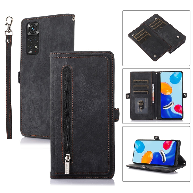 For Xiaomi Redmi Note 11 Pro 4G Global Zipper Card Slot Buckle Wallet Leather Phone Case