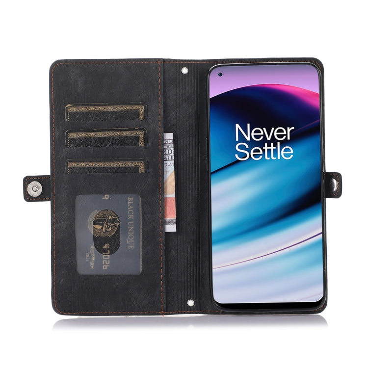 For OnePlus Nord N20 5G Zipper Card Slot Buckle Wallet Leather Phone Case
