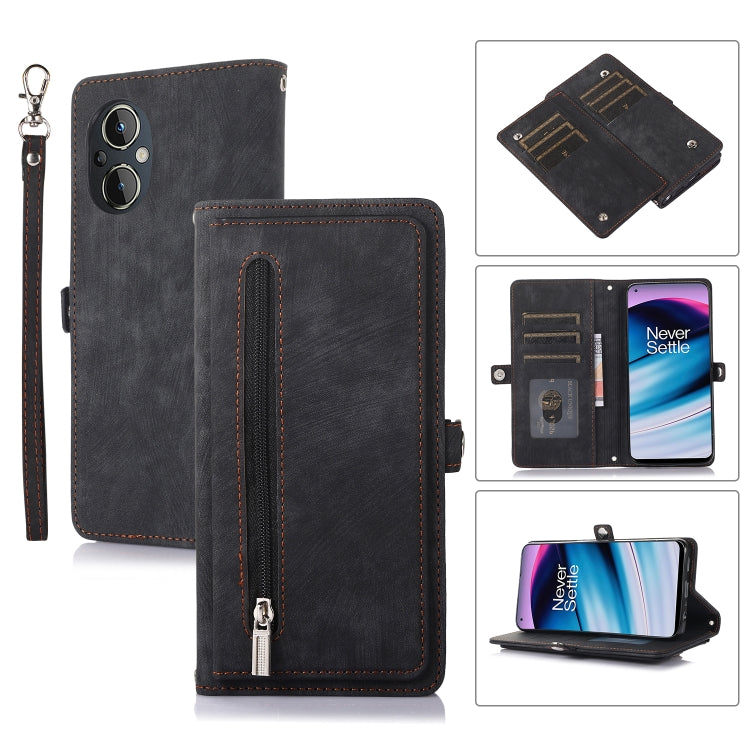 For OnePlus 10 Pro 5G Zipper Card Slot Buckle Wallet Leather Phone Case
