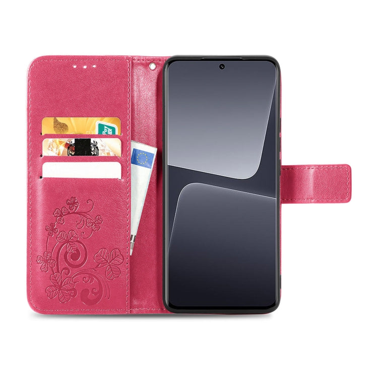 For Xiaomi 13 Pro Four-leaf Clasp Embossed Buckle Leather Phone Case