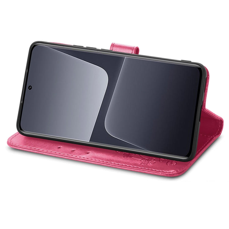 For Xiaomi 13 Pro Four-leaf Clasp Embossed Buckle Leather Phone Case