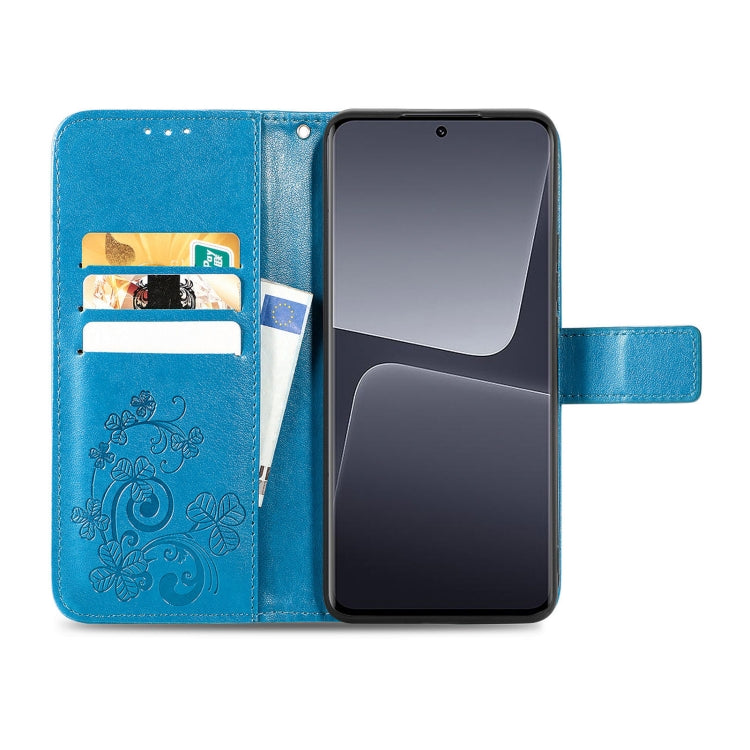 For Xiaomi 13 Pro Four-leaf Clasp Embossed Buckle Leather Phone Case