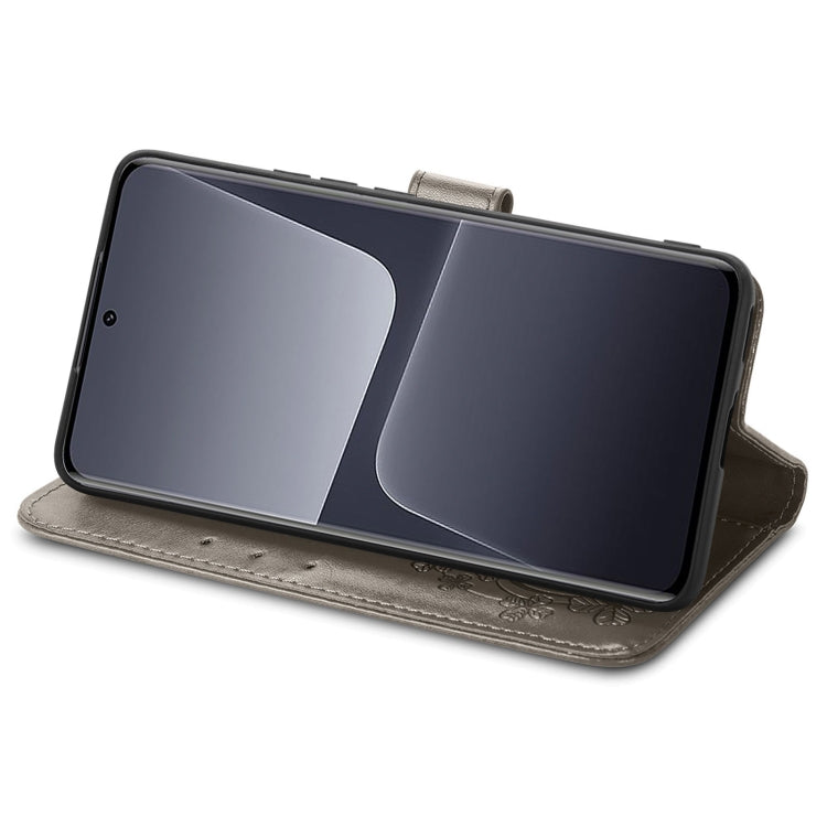 For Xiaomi 13 Pro Four-leaf Clasp Embossed Buckle Leather Phone Case