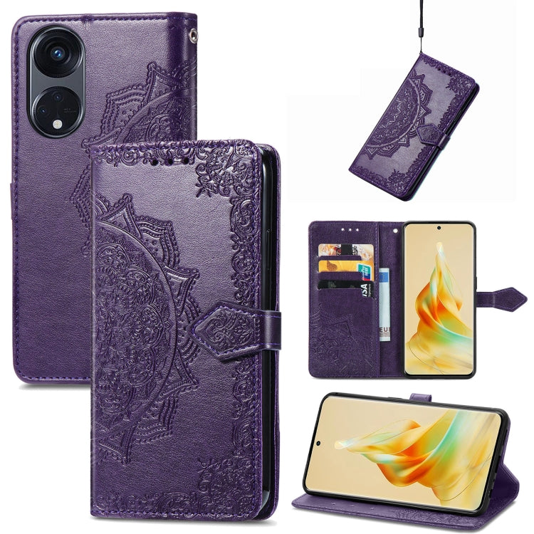 For OPPO Reno8 T 5G Mandala Flower Embossed Horizontal Flip Leather Phone Case