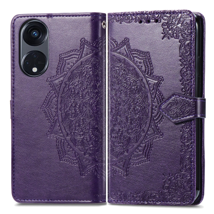 For OPPO Reno8 T 5G Mandala Flower Embossed Horizontal Flip Leather Phone Case
