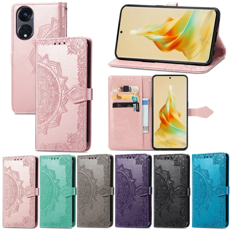 For OPPO Reno8 T 5G Mandala Flower Embossed Horizontal Flip Leather Phone Case