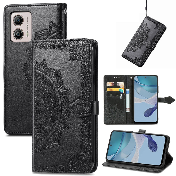 For Motorola Moto G53 5G Mandala Flower Embossed Horizontal Flip Leather Phone Case