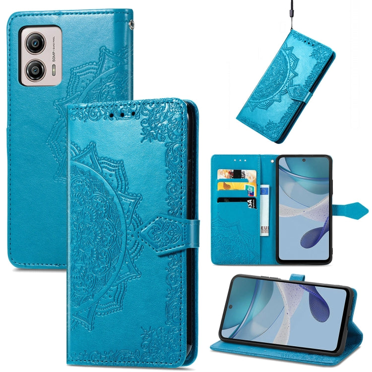 For Motorola Moto G53 5G Mandala Flower Embossed Horizontal Flip Leather Phone Case
