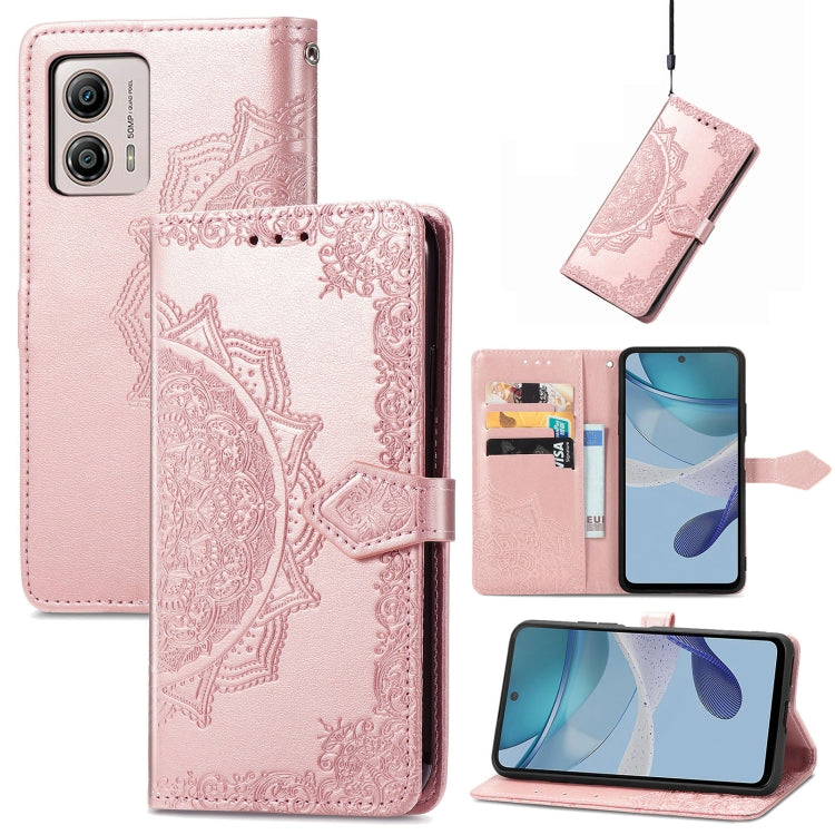 For Motorola Moto G53 5G Mandala Flower Embossed Horizontal Flip Leather Phone Case