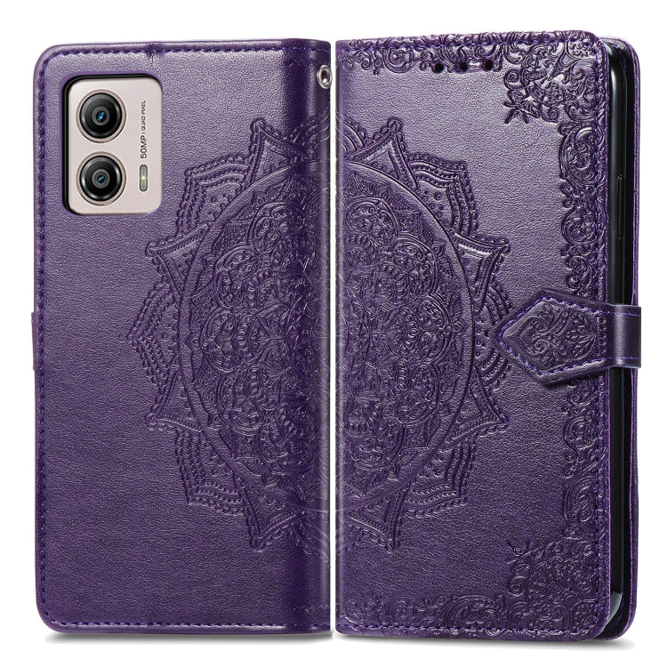 For Motorola Moto G53 5G Mandala Flower Embossed Horizontal Flip Leather Phone Case