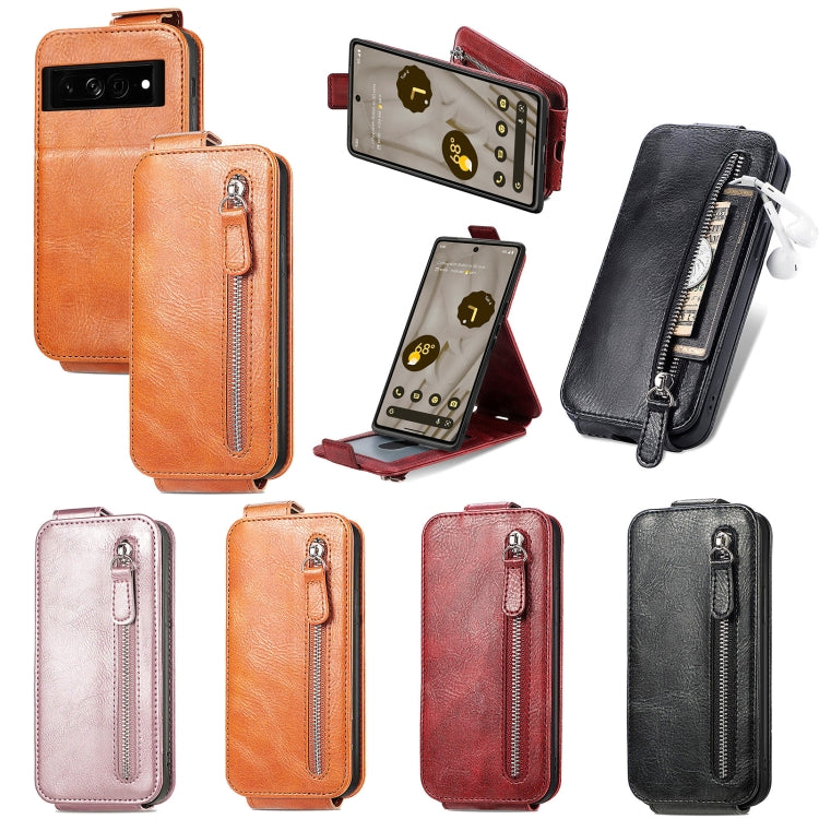 For Google Pixel 7A Zipper Wallet Vertical Flip Leather Phone Case