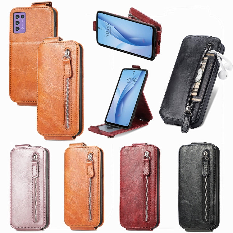 For ZTE Libero 5G III Zipper Wallet Vertical Flip Leather Phone Case