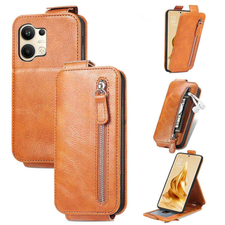 For OPPO Reno9 Zipper Wallet Vertical Flip Leather Phone Case