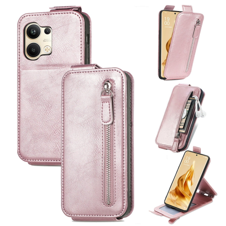 For OPPO Reno9 Zipper Wallet Vertical Flip Leather Phone Case
