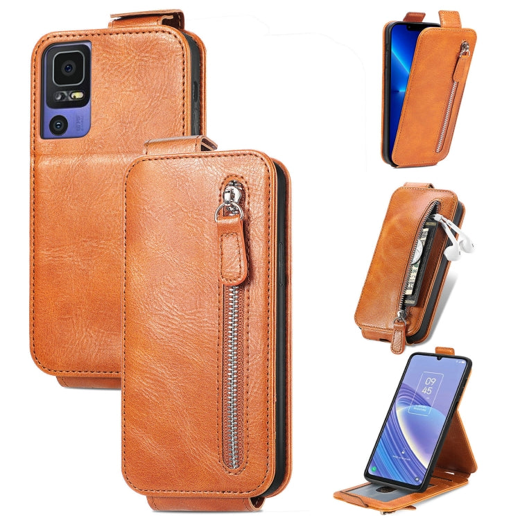 For TCL 40 SE Zipper Wallet Vertical Flip Leather Phone Case