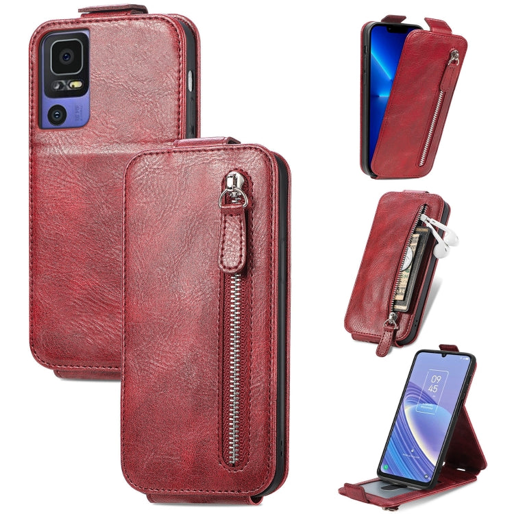 For TCL 40 SE Zipper Wallet Vertical Flip Leather Phone Case