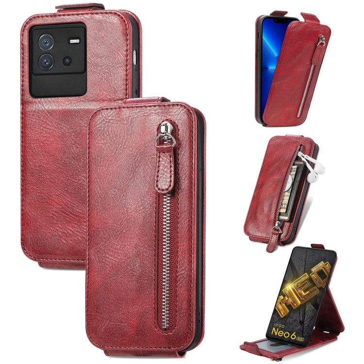For vivo iQOO Neo 6 Zipper Wallet Vertical Flip Leather Phone Case