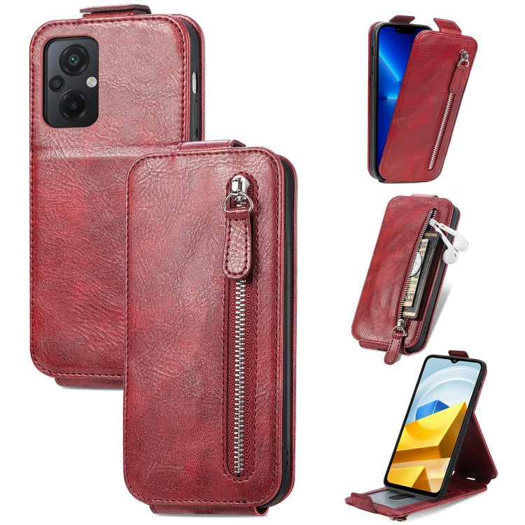 For Xiaomi Redmi Note 12 Zipper Wallet Vertical Flip Leather Phone Case