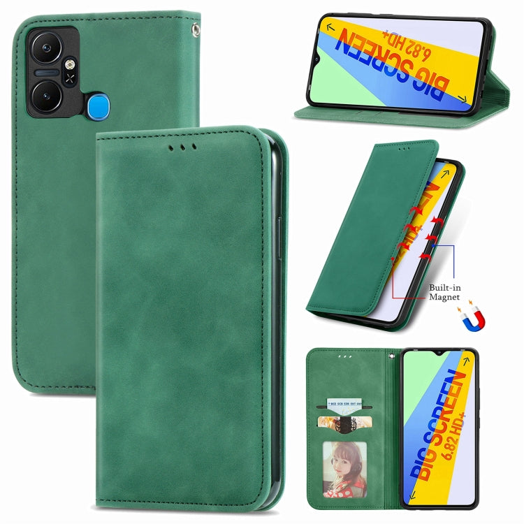 For Infinix Smart 6 Plus Retro Skin Feel Magnetic Flip Leather Phone Case