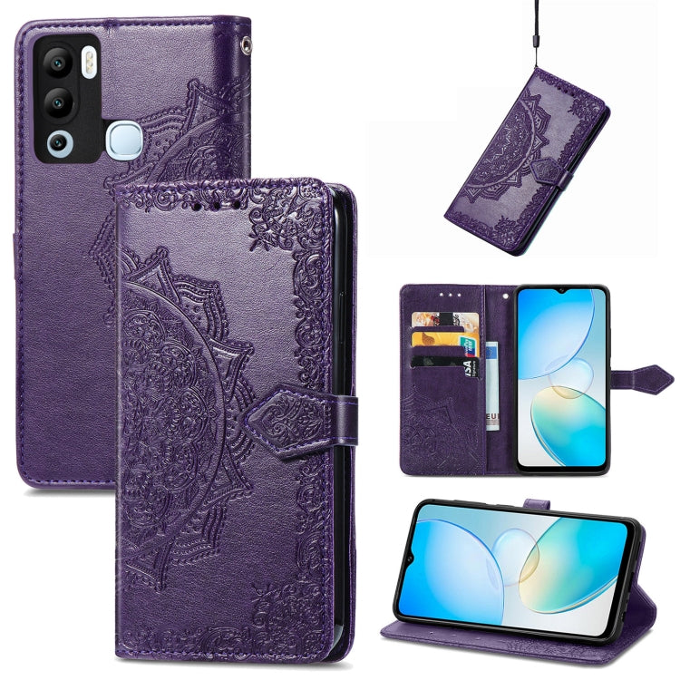 For Infinix Hot 12i Mandala Flower Embossed Leather Phone Case