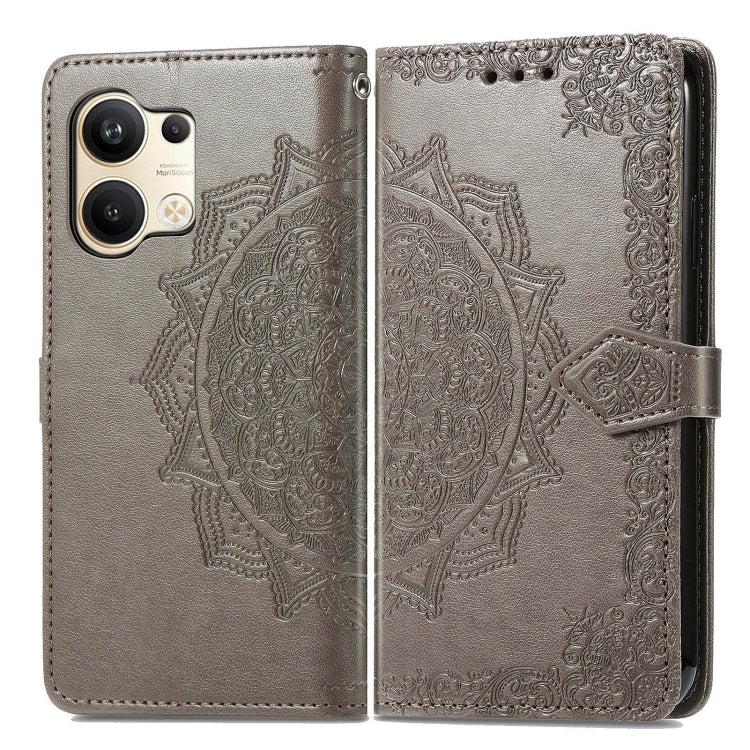 For OPPO Reno9 Mandala Flower Embossed Leather Phone Case